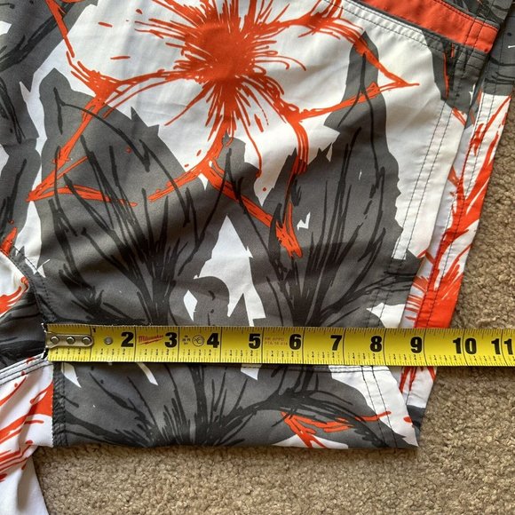 Nike Swim Trunks Men's XL Gray/Orange Floral Mesh Lined Board Shorts Drawstring - Picture 8 of 12